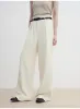 Women's white straight casual wide waist drape floor-length wide leg pants sold by Firelady Fur