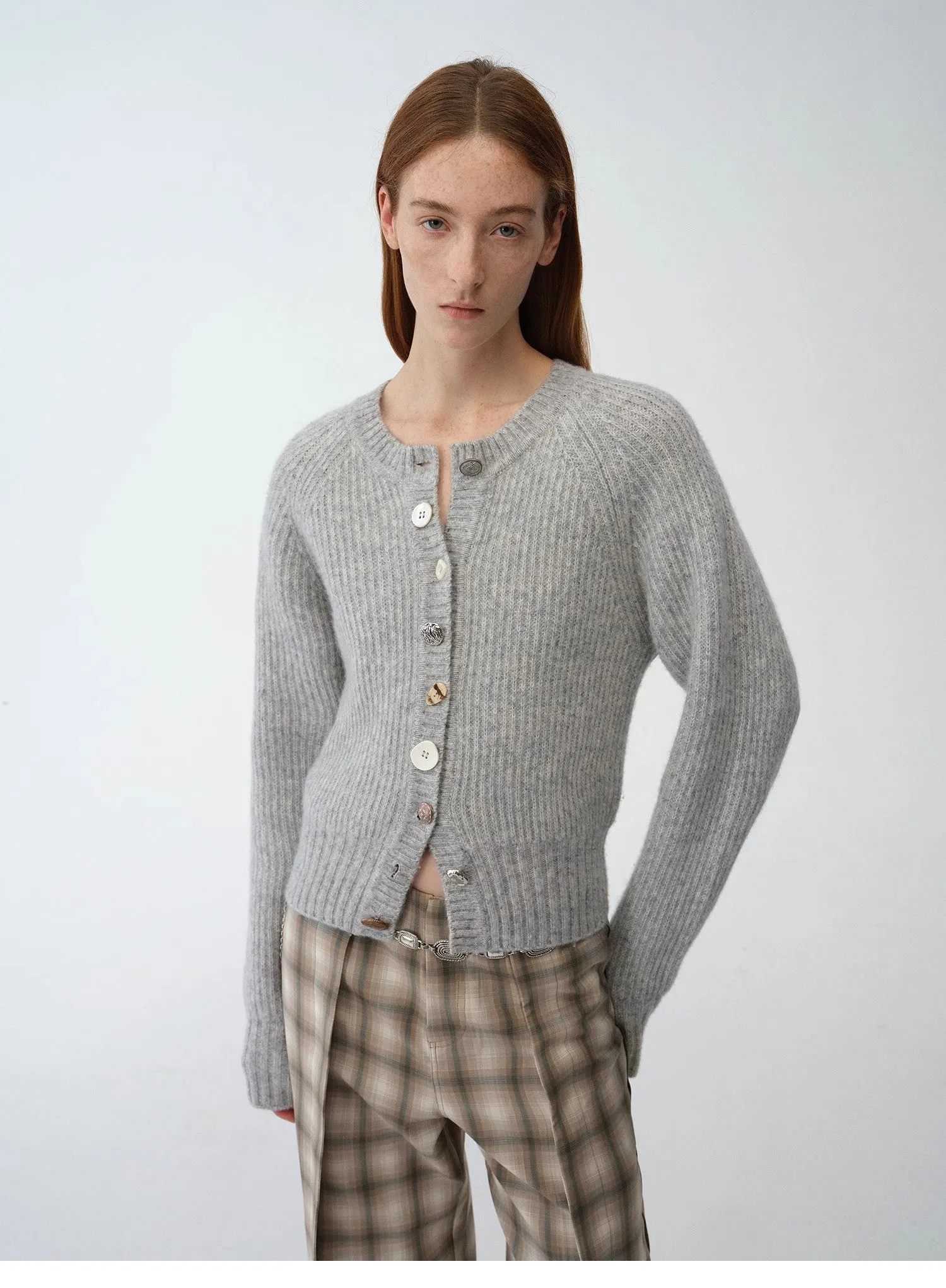 "Hokkaido Weaving Love" wool blend crew neck cardigan top sold by Firelady Fur product image thumbnail 5