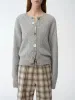 "Hokkaido Weaving Love" wool blend crew neck cardigan top sold by Firelady Fur