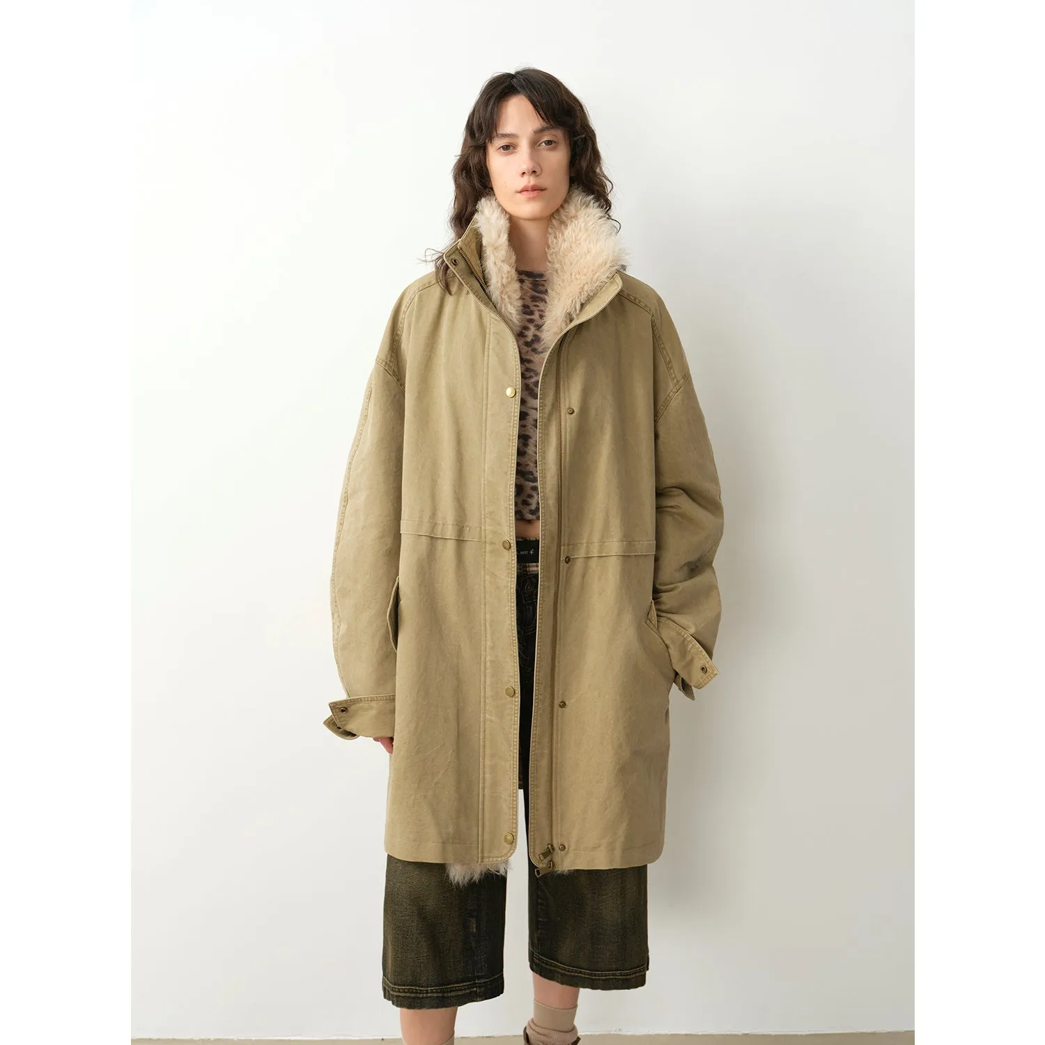 Fireladyfur Women's Detachable Goose Down Parka "Cool Denim" sold by Firelady Fur