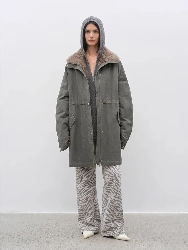 Fireladyfur Women's Detachable Goose Down Parka "Cool Denim" sold by Firelady Fur product image thumbnail 2