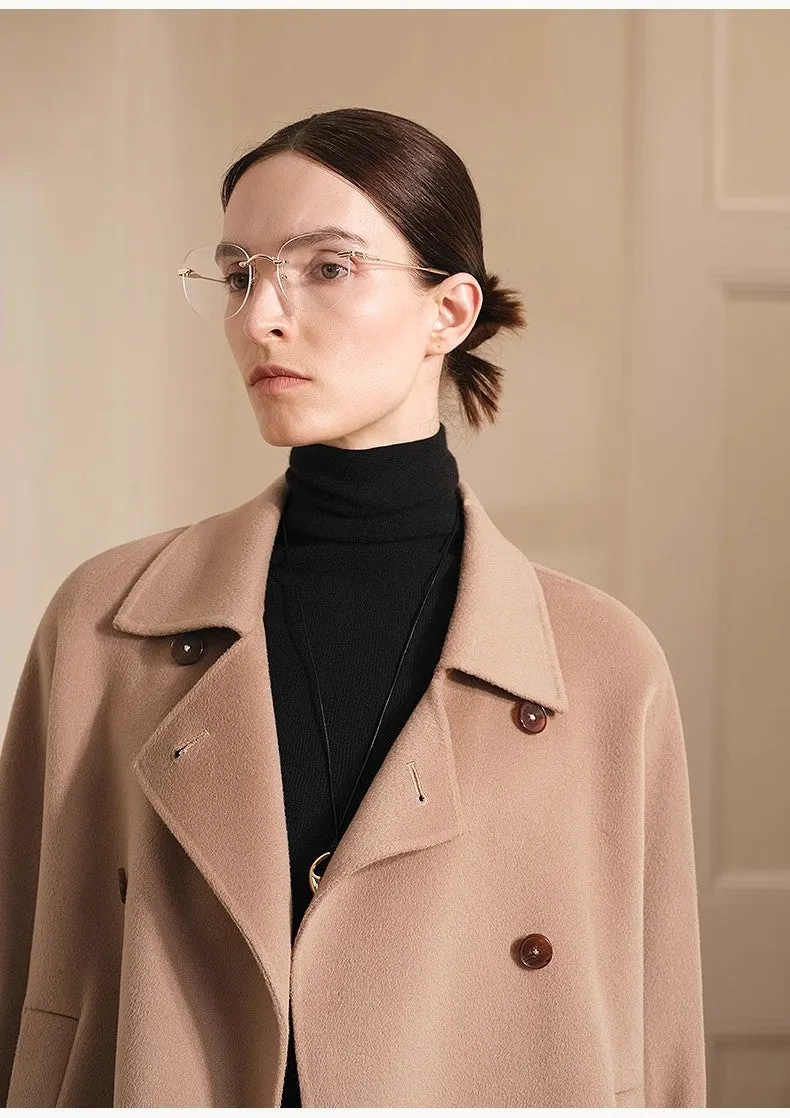 "Desert Rose"Australian imported wool double-breasted high-end woolen coat for small women sold by Firelady Fur product image thumbnail 4