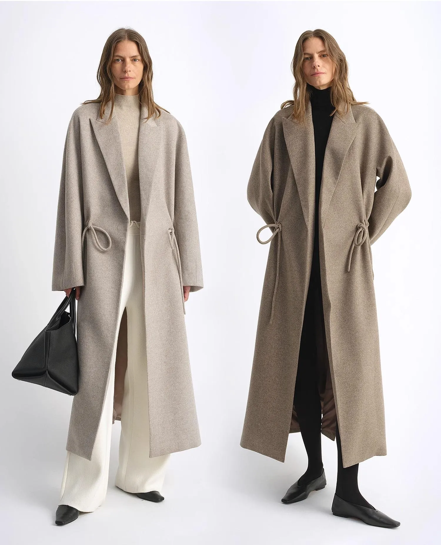 "Desert Heart"women's original color wool peaked lapel drawstring mid-length wool coat sold by Firelady Fur product image thumbnail 4