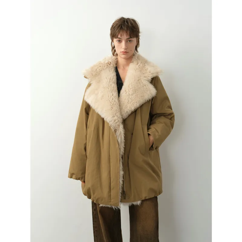 Fireladyfur Women's Winter Goose Down Coat with Tuscan wool"Modern Introduction" sold by Firelady Fur