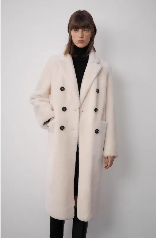"Korean Drama Ace" Merino mid-length sheepskin coat sold by Firelady Fur