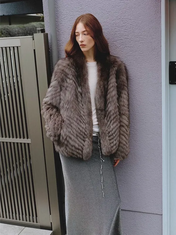 "Polar Night Star" imported sagafurs fox fur coat whole fox fur coat sold by Firelady Fur