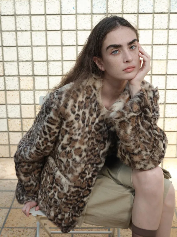 "Leopard Print Guide" Stylish and Classic Round Neck Leopard Print Rabbit Fur Jacket sold by Firelady Fur