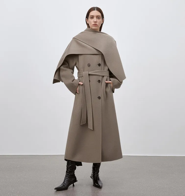 "Assassin's Creed" removable scarf collar, woolen coat for women, autumn and winter coat sold by Firelady Fur