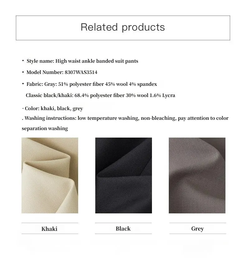 Wool Blend High-Waisted Slimming Suit Pants for Women sold by Firelady Fur product image thumbnail 4