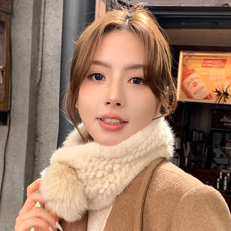 Mink fur scarf autumn and winter warm double-sided fox fur ball scarf sold by Firelady Fur product image thumbnail 3