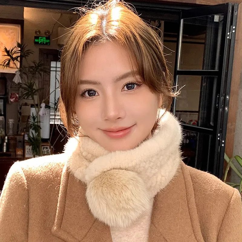 Mink fur scarf autumn and winter warm double-sided fox fur ball scarf sold by Firelady Fur product image thumbnail 2