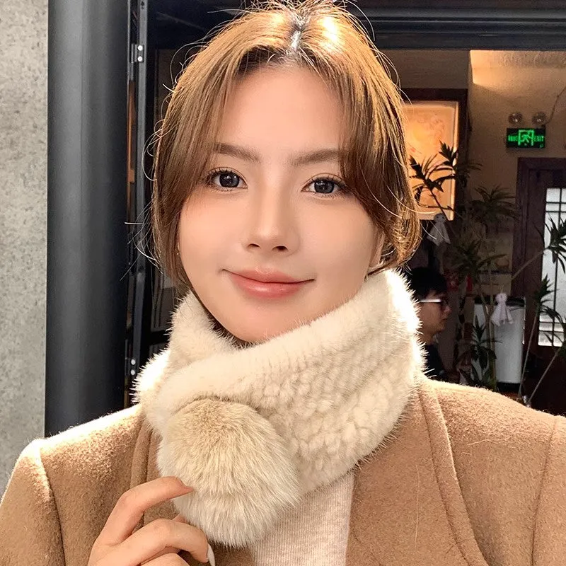 Mink fur scarf autumn and winter warm double-sided fox fur ball scarf sold by Firelady Fur product image thumbnail 5