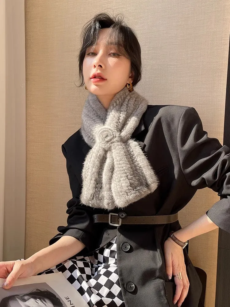 Mink fur flower fur scarf women's winter double-sided woven fur neck scarf sold by Firelady Fur product image thumbnail 4