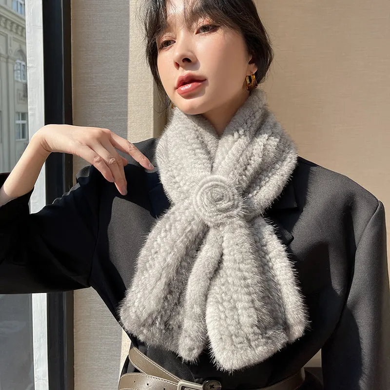Mink fur flower fur scarf women's winter double-sided woven fur neck scarf sold by Firelady Fur product image thumbnail 5