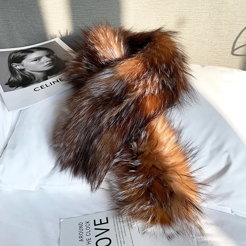 Fox Fur Knitted Scarf Warm Double-Sided Fur Neck Scarf sold by Firelady Fur
