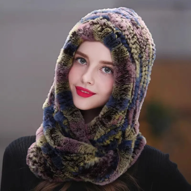 Fireladyfur Women's Luxurious Rex Rabbit Fur Snow Hat & Scarf Neck Warmer sold by Firelady Fur