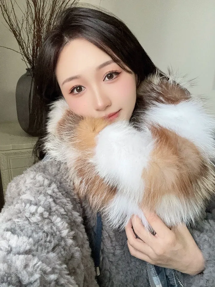 Fox fur scarf autumn and winter thickened warm pullover neck scarf sold by Firelady Fur product image thumbnail 3
