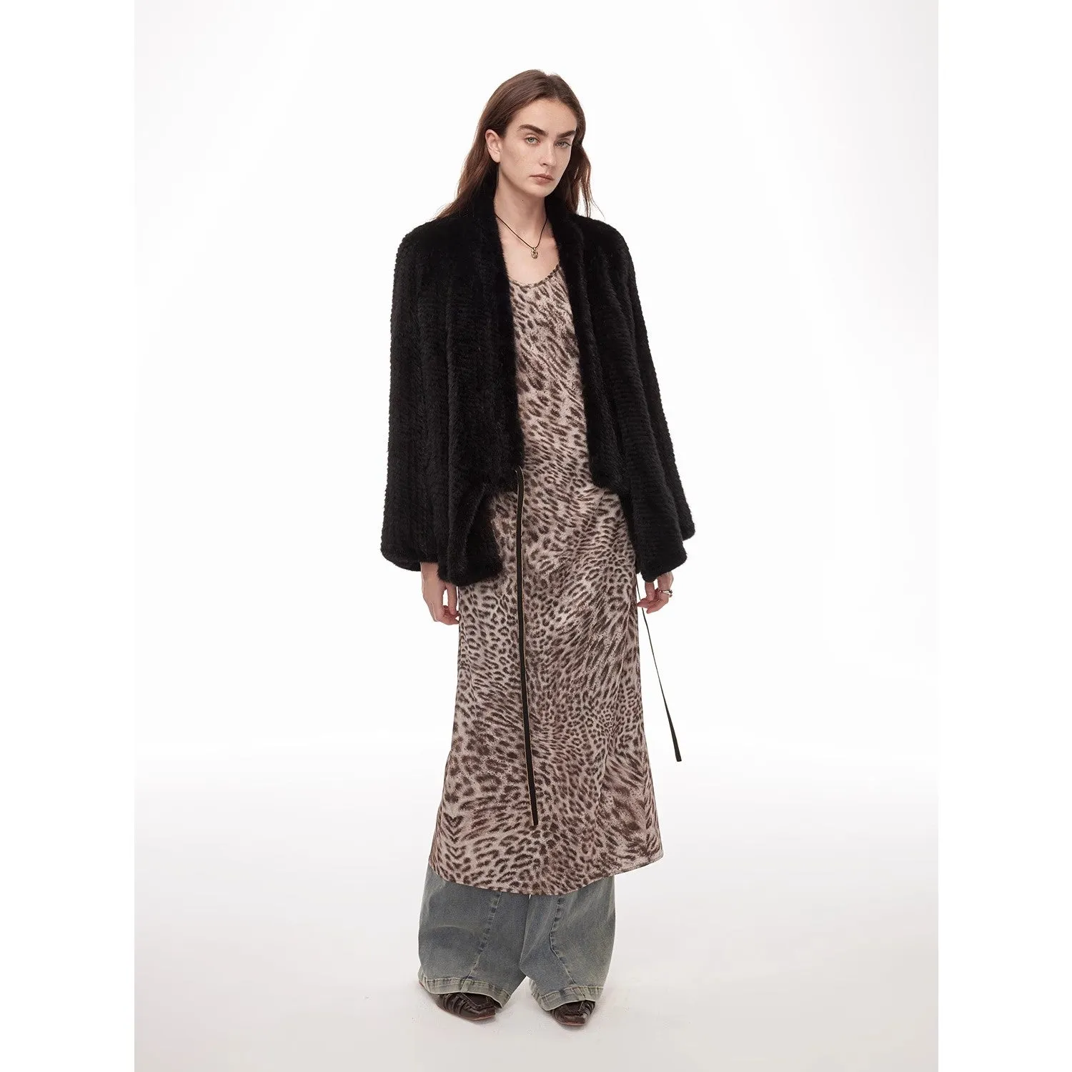 "Texture Mink" Lightweight and Warm, Handcrafted Double-sided Knitted Loose Mink Fur Coat for Women sold by Firelady Fur product image thumbnail 2
