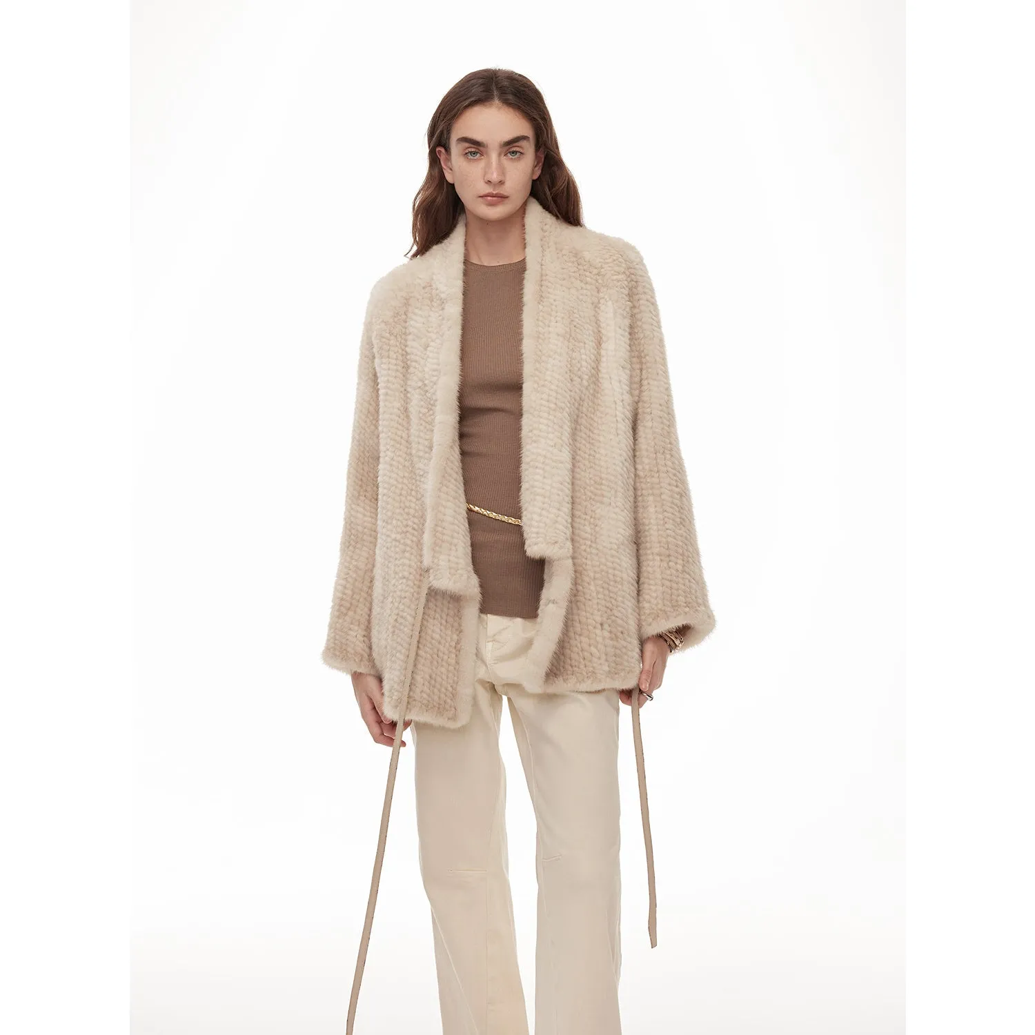 "Texture Mink" Lightweight and Warm, Handcrafted Double-sided Knitted Loose Mink Fur Coat for Women sold by Firelady Fur product image thumbnail 3