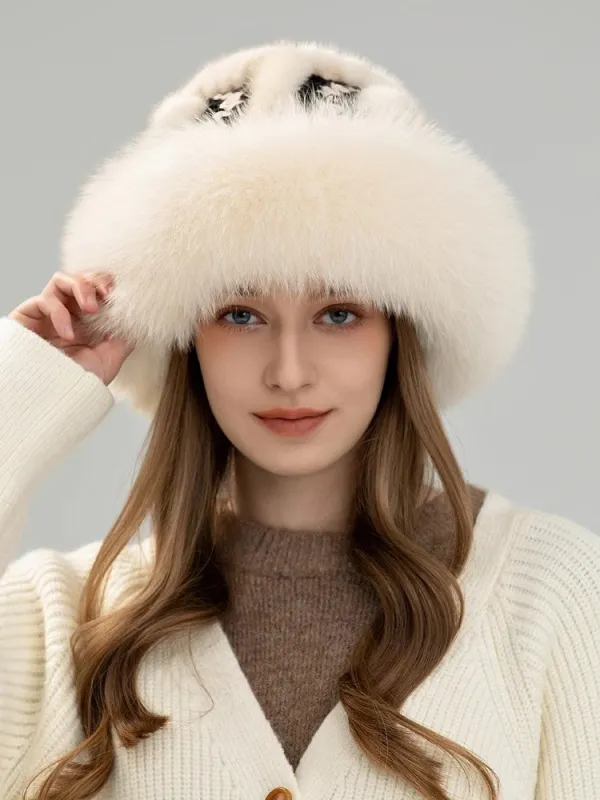 Ethnic style mink warm ear protection fox fur bucket hat sold by Firelady Fur