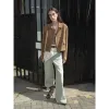 Suede lambskin retro double-breasted lapel wide-shoulder genuine leather jacket imported from New Zealand "Nth power" sold by Firelady Fur