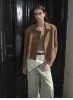 Suede lambskin retro double-breasted lapel wide-shoulder genuine leather jacket imported from New Zealand "Nth power" sold by Firelady Fur