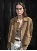 Suede lambskin retro double-breasted lapel wide-shoulder genuine leather jacket imported from New Zealand "Nth power" sold by Firelady Fur