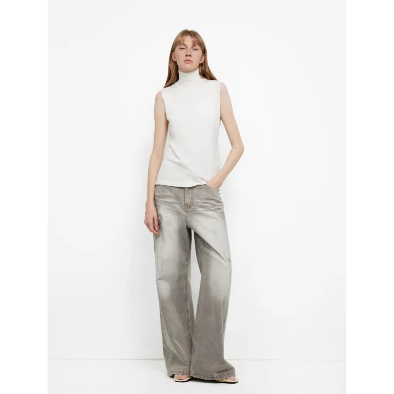 "Adolescent" Retro Street Style Heavy-Wash Low-Waist Straight-Leg Wide-Leg Versatile Light-Wash Jeans sold by Firelady Fur