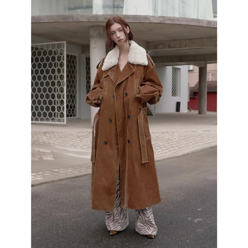 "Windbreaker and Winter" Detachable Wool Lapel Long Windbreaker Parka White Goose Down Down Jacket Winter sold by Firelady Fur