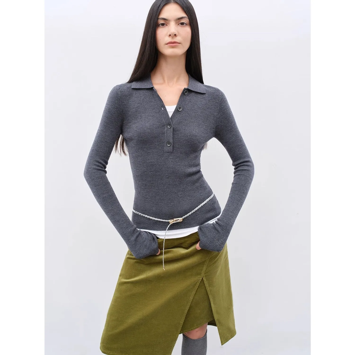 "Effortless Knit"Imported Yangtze 2S 30-Count Merino Wool Polo Neck Sweater for Autumn/Winter sold by Firelady Fur
