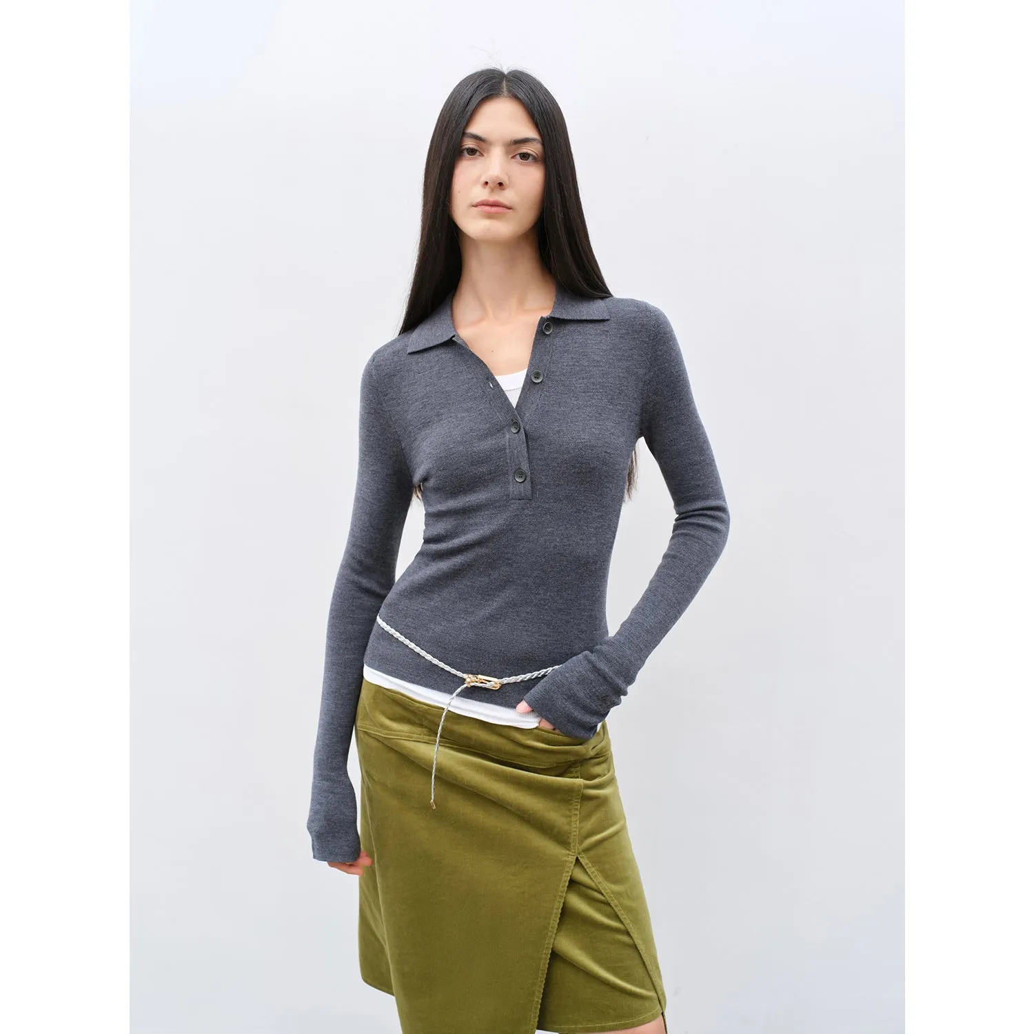 "Effortless Knit"Imported Yangtze 2S 30-Count Merino Wool Polo Neck Sweater for Autumn/Winter sold by Firelady Fur product image thumbnail 3