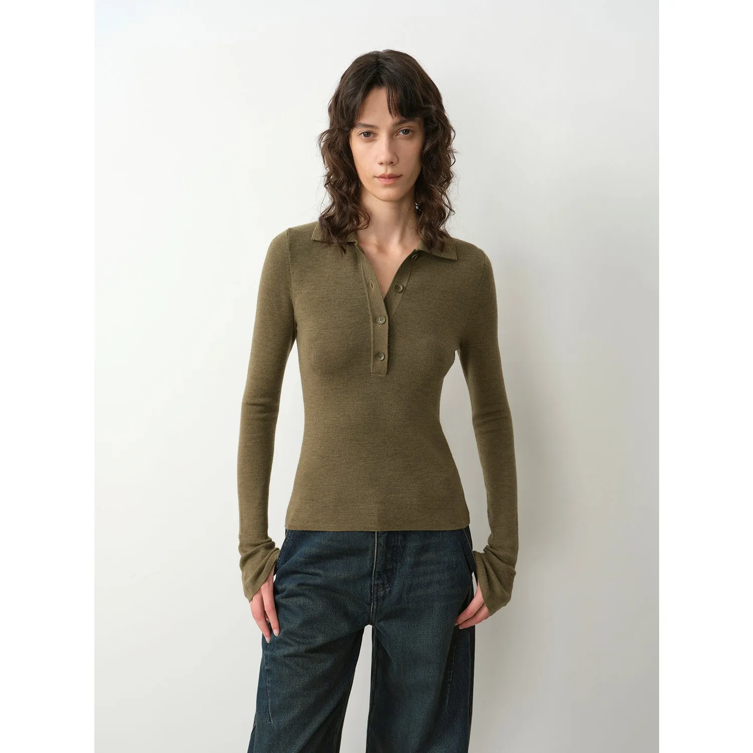 "Effortless Knit"Imported Yangtze 2S 30-Count Merino Wool Polo Neck Sweater for Autumn/Winter sold by Firelady Fur product image thumbnail 2