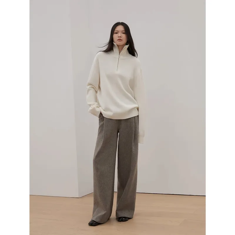 "Moonlight Farm" Merino wool lazy loose pullover sweater women's zipper turtleneck sweater sold by Firelady Fur