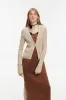 Luxury brand same version cotton linen yarn V-neck slim pit short knitted cardigan"Spring Grass Single" sold by Firelady Fur