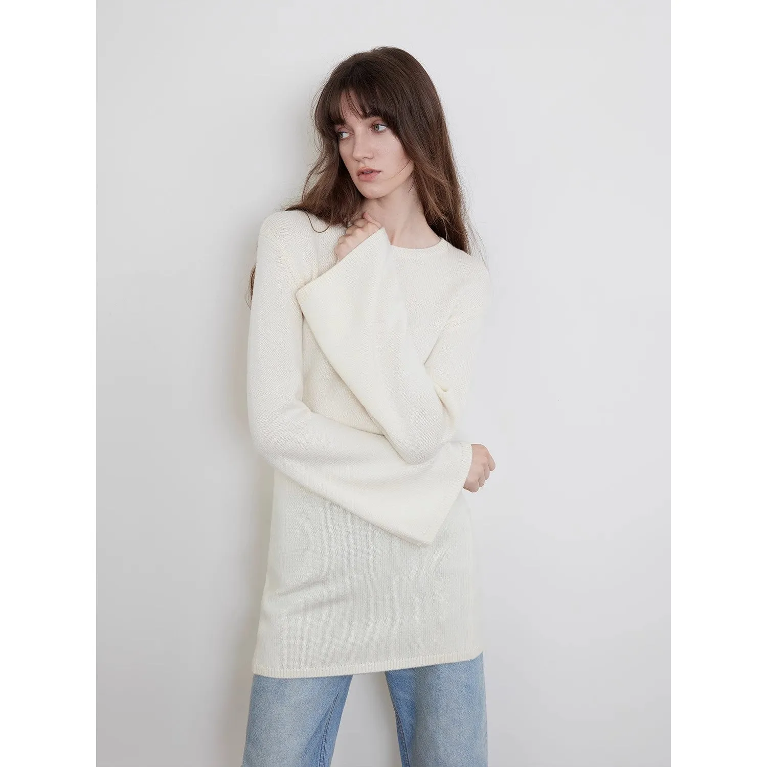 "Autumn Sweet Cheese" merino wool fashionable waist slimming trumpet sleeve sweater for women sold by Firelady Fur