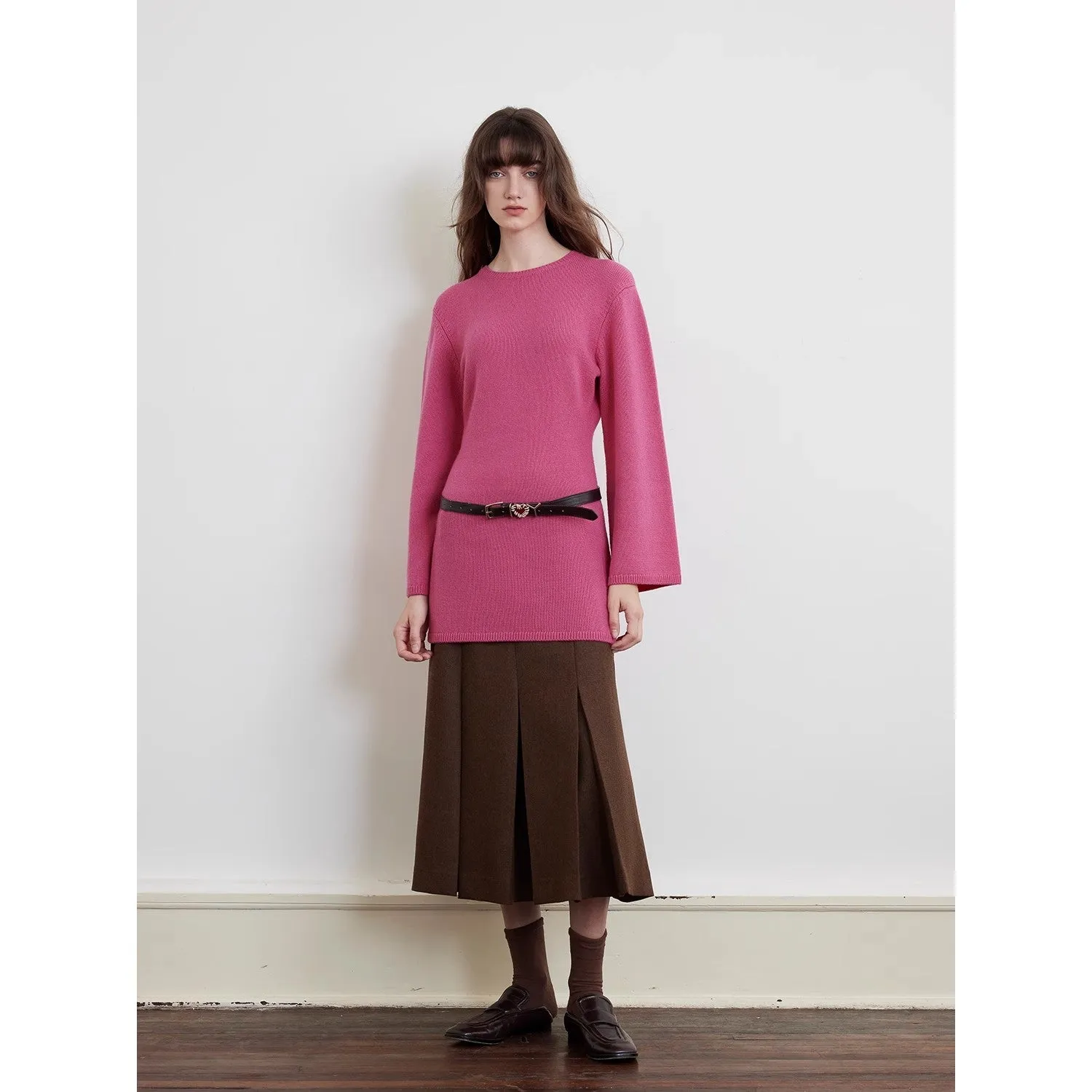 "Autumn Sweet Cheese" merino wool fashionable waist slimming trumpet sleeve sweater for women sold by Firelady Fur product image thumbnail 2