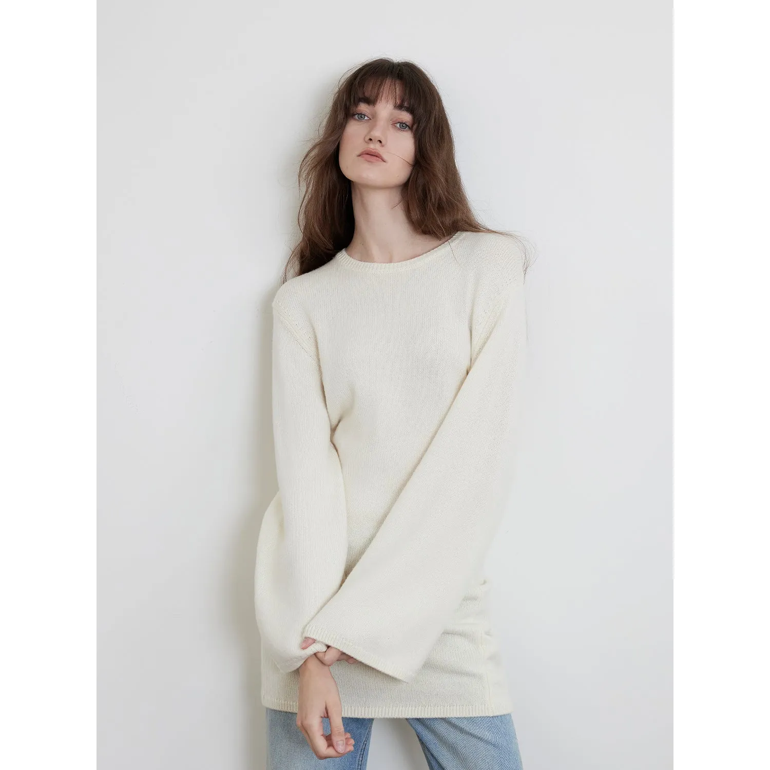 "Autumn Sweet Cheese" merino wool fashionable waist slimming trumpet sleeve sweater for women sold by Firelady Fur product image thumbnail 5
