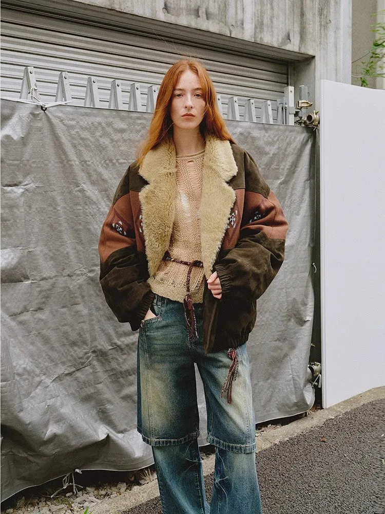 "Jumping City" Imported Suede Sheep Leather Sheep Curl Lapel White Goose Down Parka sold by Firelady Fur product image thumbnail 2