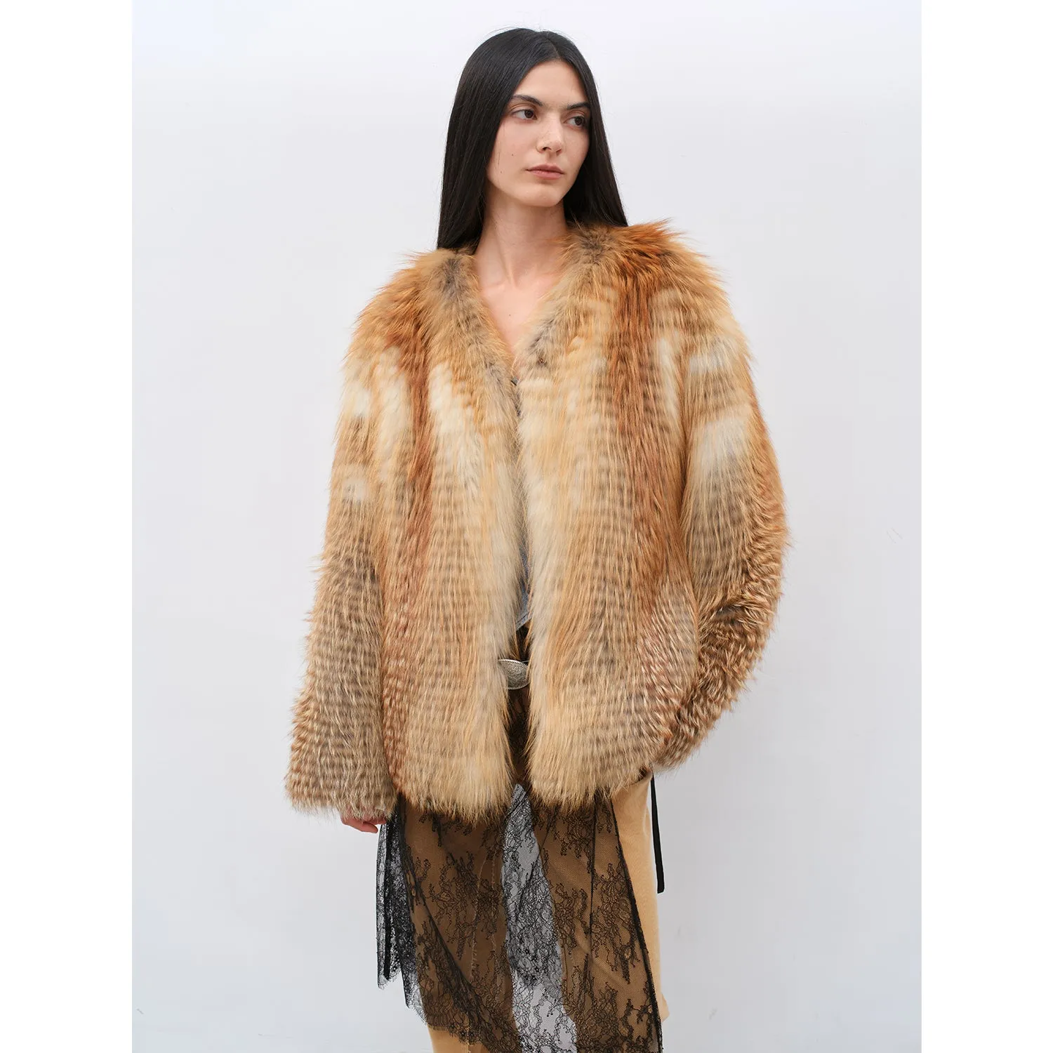 Romantic Nordic Imported colorful fox fur coat | Parallel