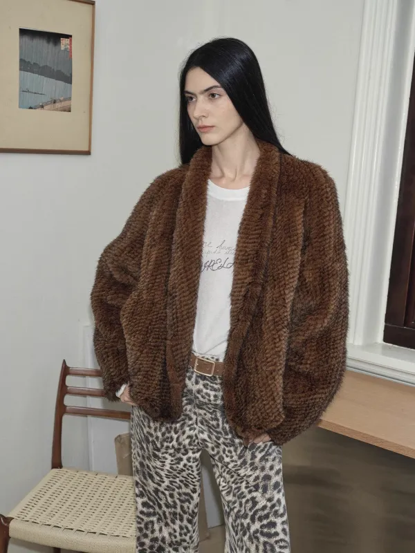 Dream Traveler Mink Vintage Light Luxury Texture Three-dimensional Silhouette Knitted Mink Coat sold by Firelady Fur