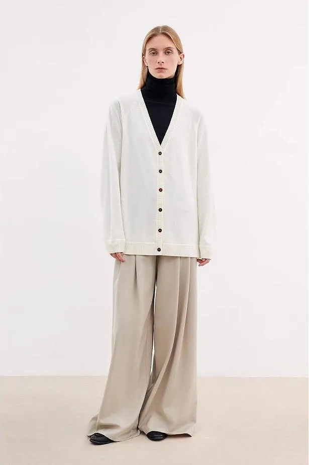 Australian merino wool loose V-neck wool knitted cardigan sold by Firelady Fur product image thumbnail 4