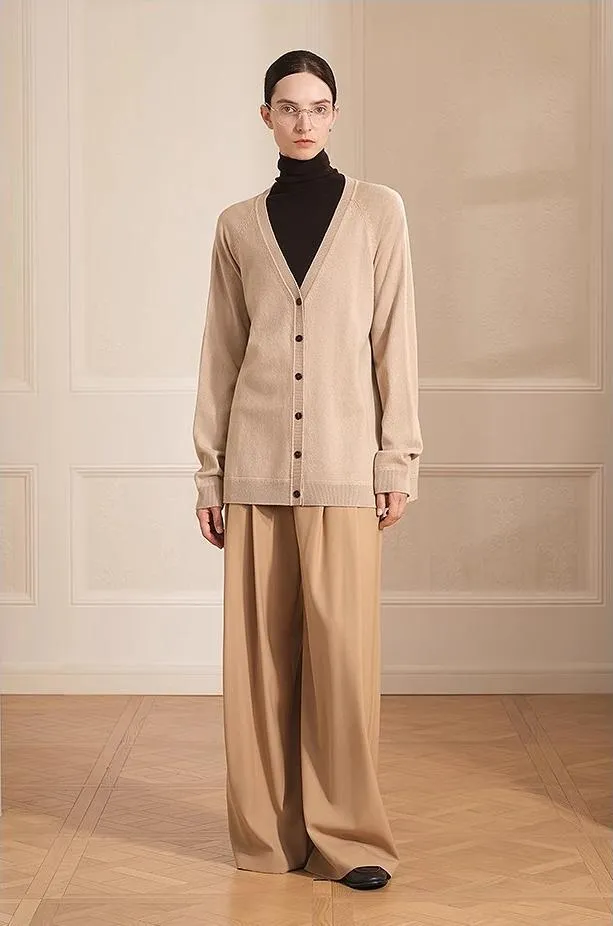 Australian merino wool loose V-neck wool knitted cardigan sold by Firelady Fur product image thumbnail 3