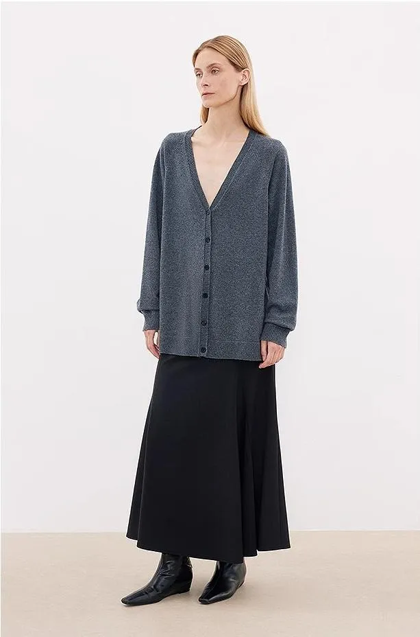 Australian merino wool loose V-neck wool knitted cardigan sold by Firelady Fur product image thumbnail 2