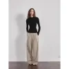“Street Sketch”Fine-Spun Wool Fashion, Waistless Pleated Loose-Fitting Straight-Leg and Wide-Leg Casual Trousers for Women sold by Firelady Fur
