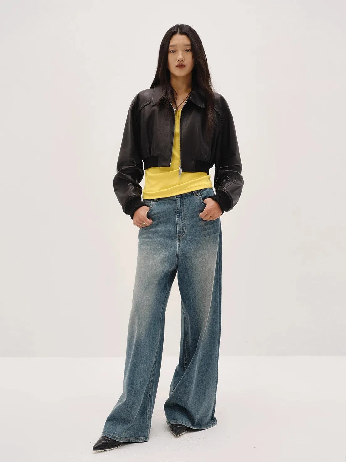 Retro Classic Stand Up Sheep Leather Short Jacket "Witch Game" sold by Firelady Fur product image thumbnail 4