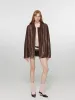 Vintage distressed waxed sheepskin silhouette lapel leather jacket “Rebel” sold by Firelady Fur