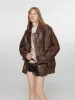 Vintage distressed waxed sheepskin silhouette lapel leather jacket “Rebel” sold by Firelady Fur