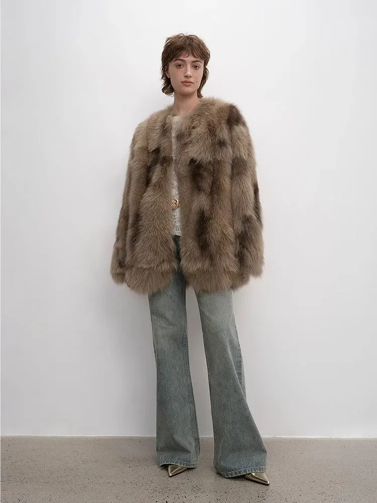 Heartbeat private collection Casual casual sense of chicken heart collar two-color printing craft disc buckle fox fur coat sold by Firelady Fur product image thumbnail 4