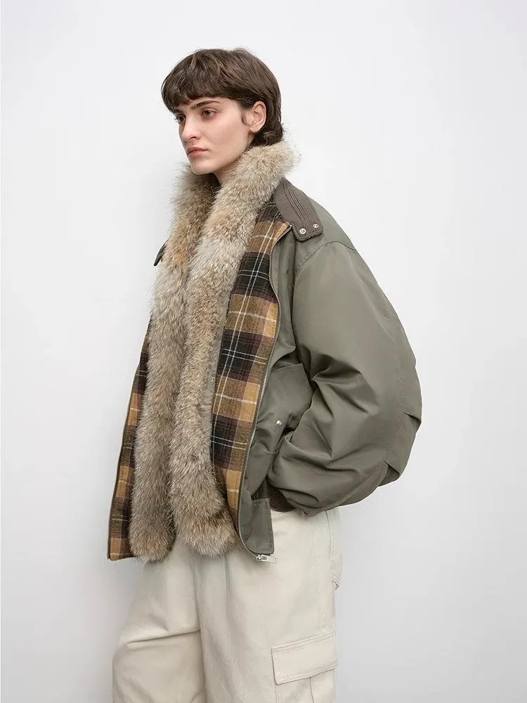 Fireladyfur Lightweight Parka with Detachable Wolf Fur Collar“Urban Warmth Walk” sold by Firelady Fur product image thumbnail 5