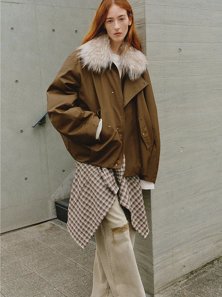 Fireladyfur Women's Warm Short Down Jacket with Raccoon Fur“Cutting-edge Style” sold by Firelady Fur